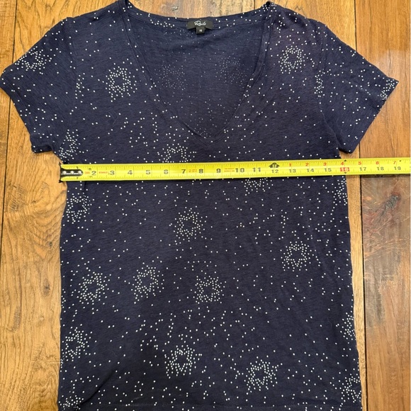 Rails Cara Navy Stella V-neck T Shirt Stars Print Burnout Navy Size XS - Picture 4 of 5